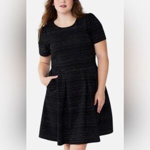 Draper James RSVP Black Short Sleeve Shine Dress,Medium,Summer Party Everyday